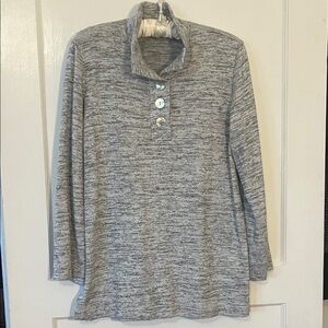 Gray Mock Neck Button-Up Pullover size xsmall